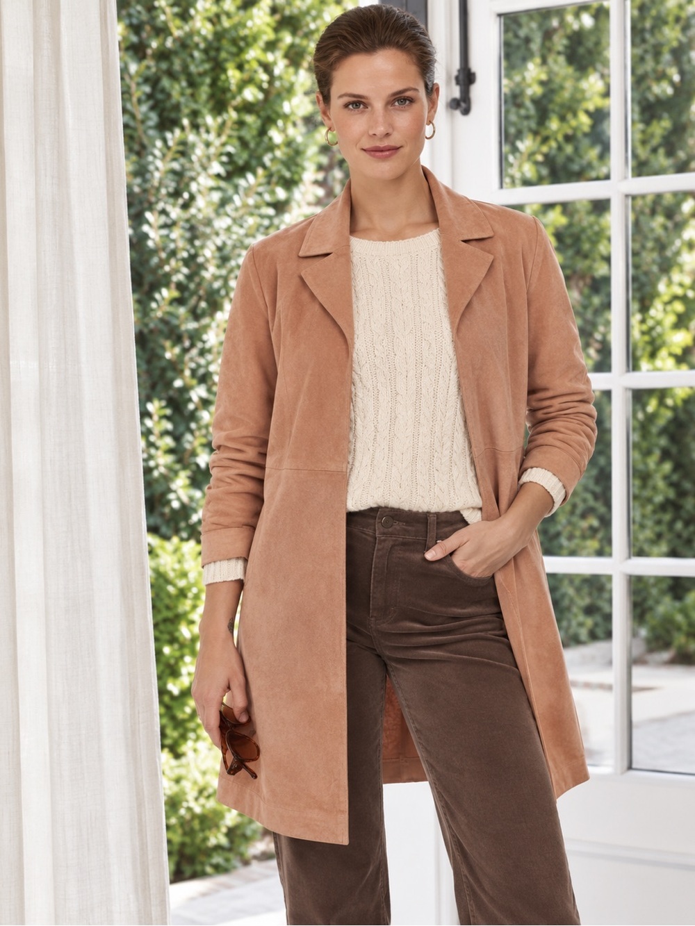 Vintage Coldwater Creek Genuine Suede Longline Jacket Blazer Large